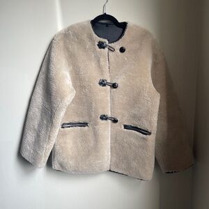 Mango Faux Fur Jacket cream Size XS